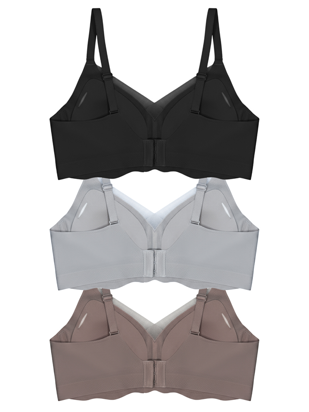 Karışık Seamless Bra - Touch | Lazer Kesim Dikişsiz Tül Ve Dalga Detaylı Balensiz Kadın Sütyen 3'Lü Paket-2-1