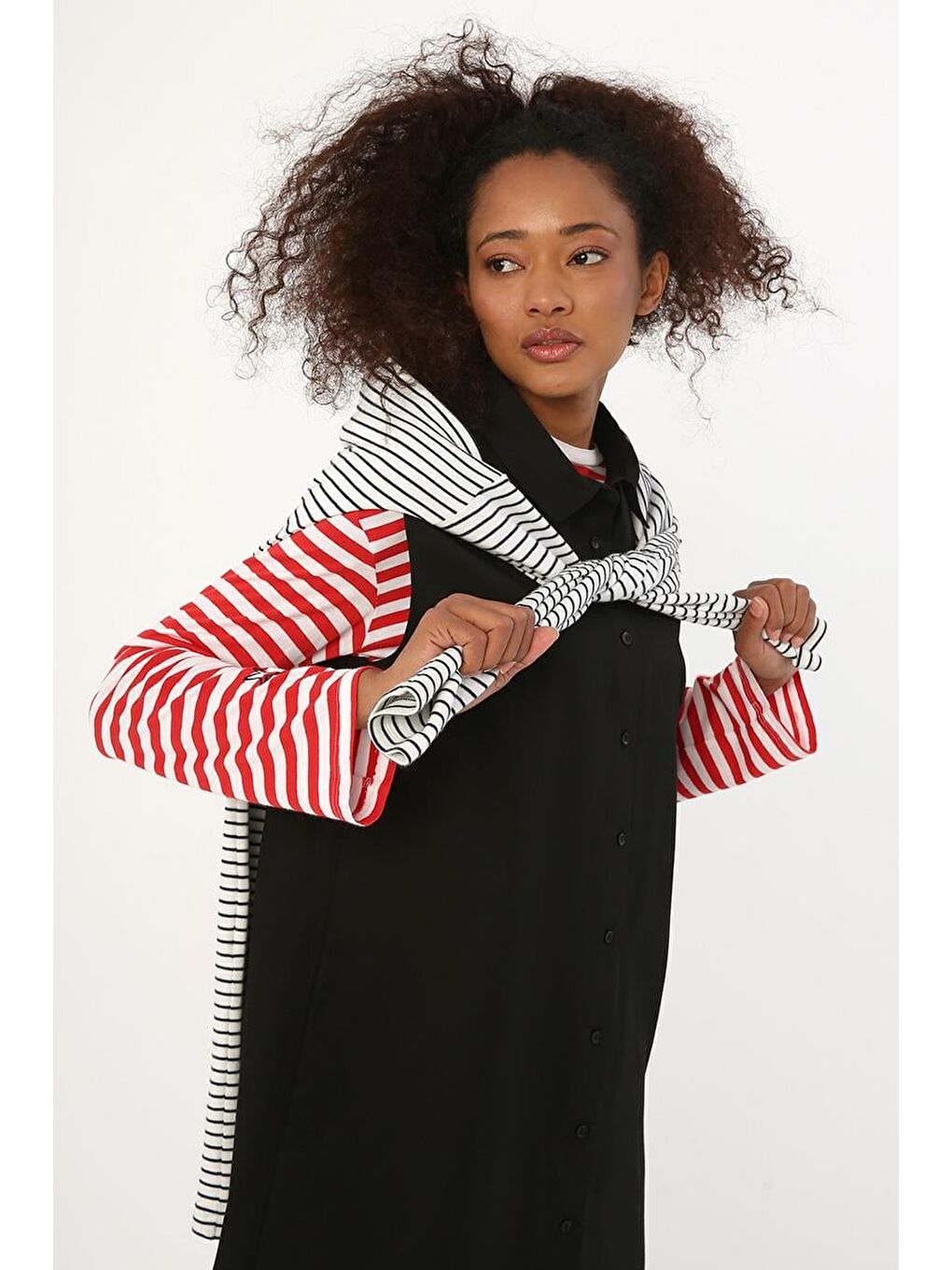 Siyah-Kolsuz Basic Gömlek Tunik