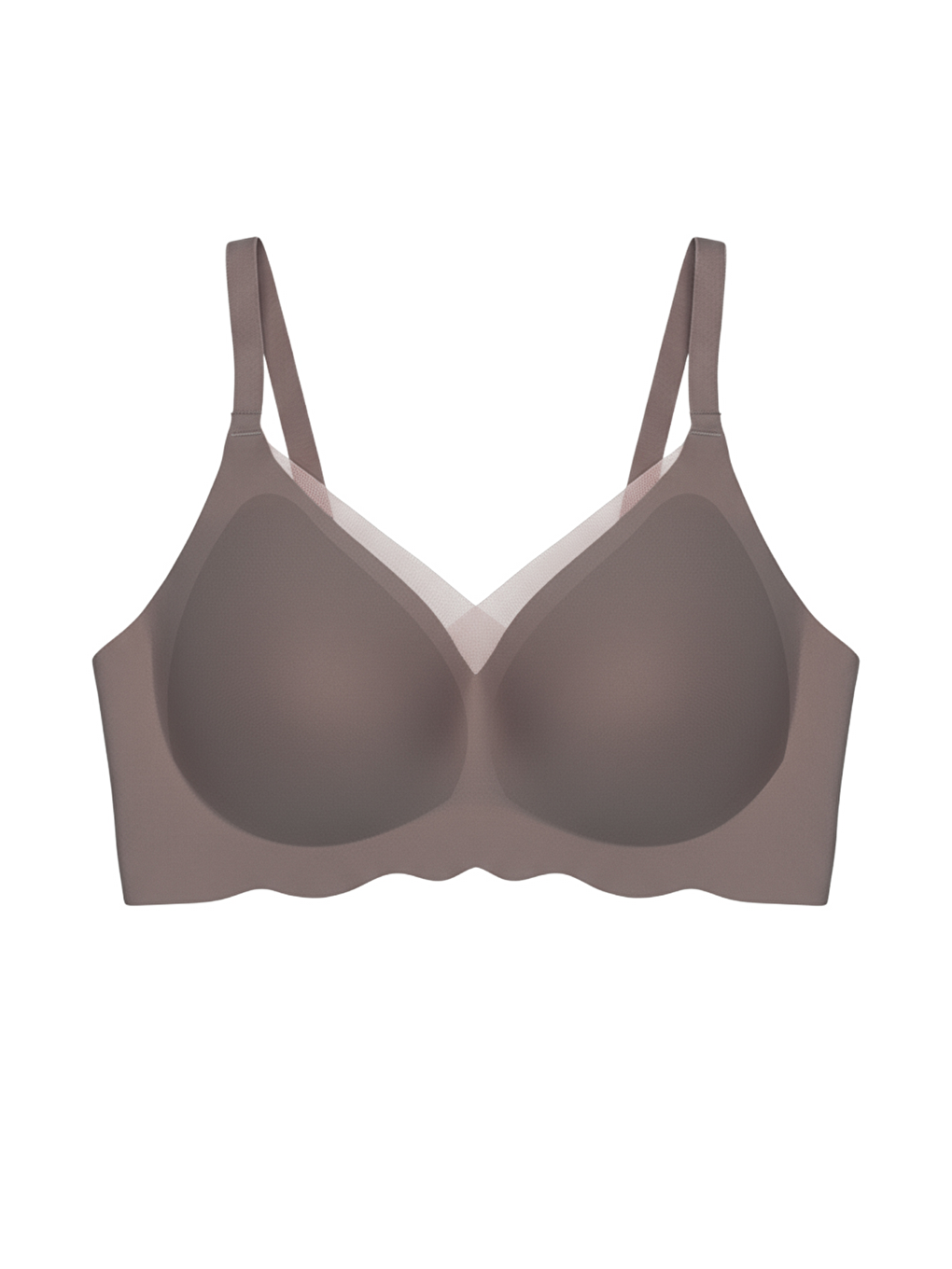 Seamless Bra - Touch | Kahverengi Lazer Kesim Dikişsiz Tül Ve Dalga Detaylı Balensiz Kadın Sütyen