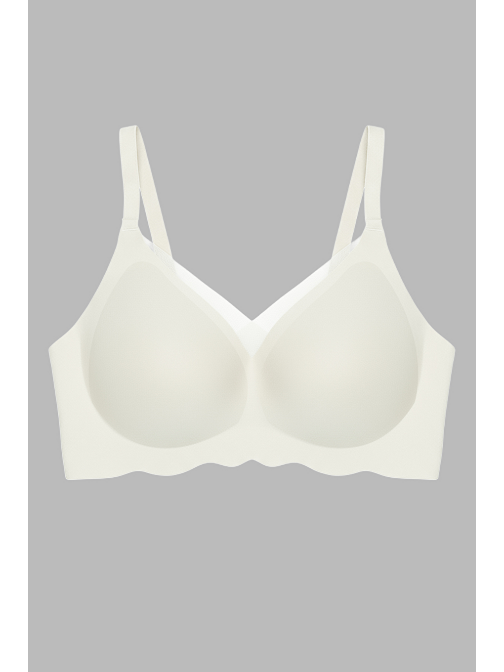 Ekru Seamless Bra - Touch | Krem Lazer Kesim Dikişsiz Tül Ve Dalga Detaylı Balensiz Kadın Sütyen