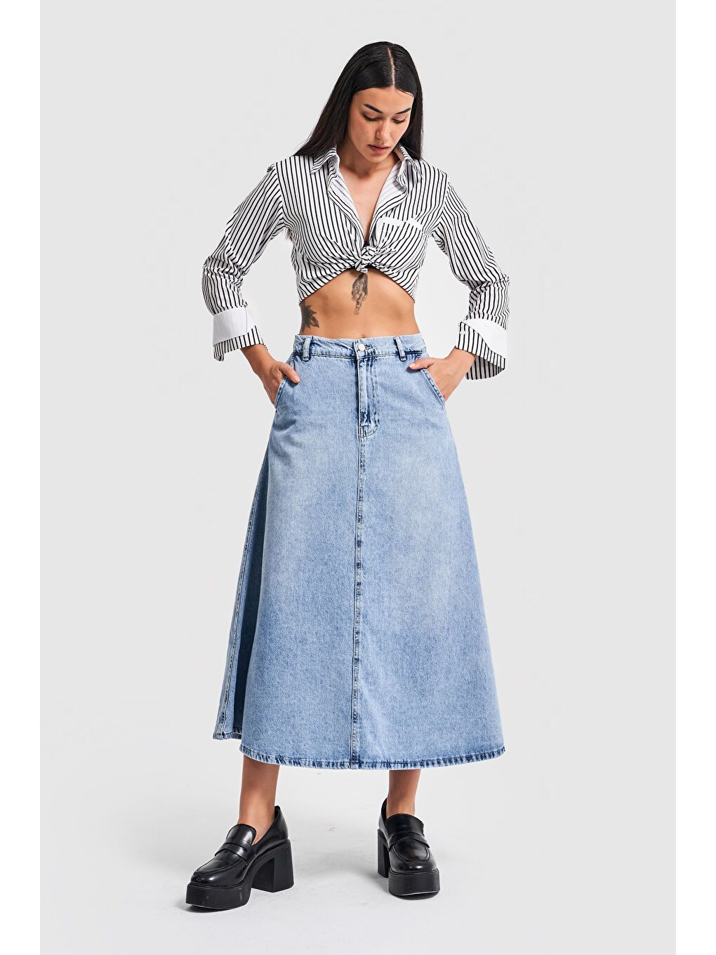 Mavi Kadın Snow Jean Rengi A Tipi Kesim Denim Etek