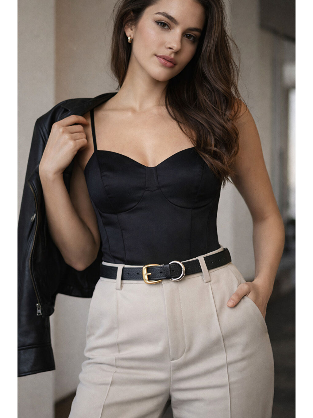 Kare Tokalı Siyah İnce Kemer Ceket Kemeri, Kadın Kemeri, Gömlek Kemeri, Elbise Kemeri KMR002 SIYAH-1