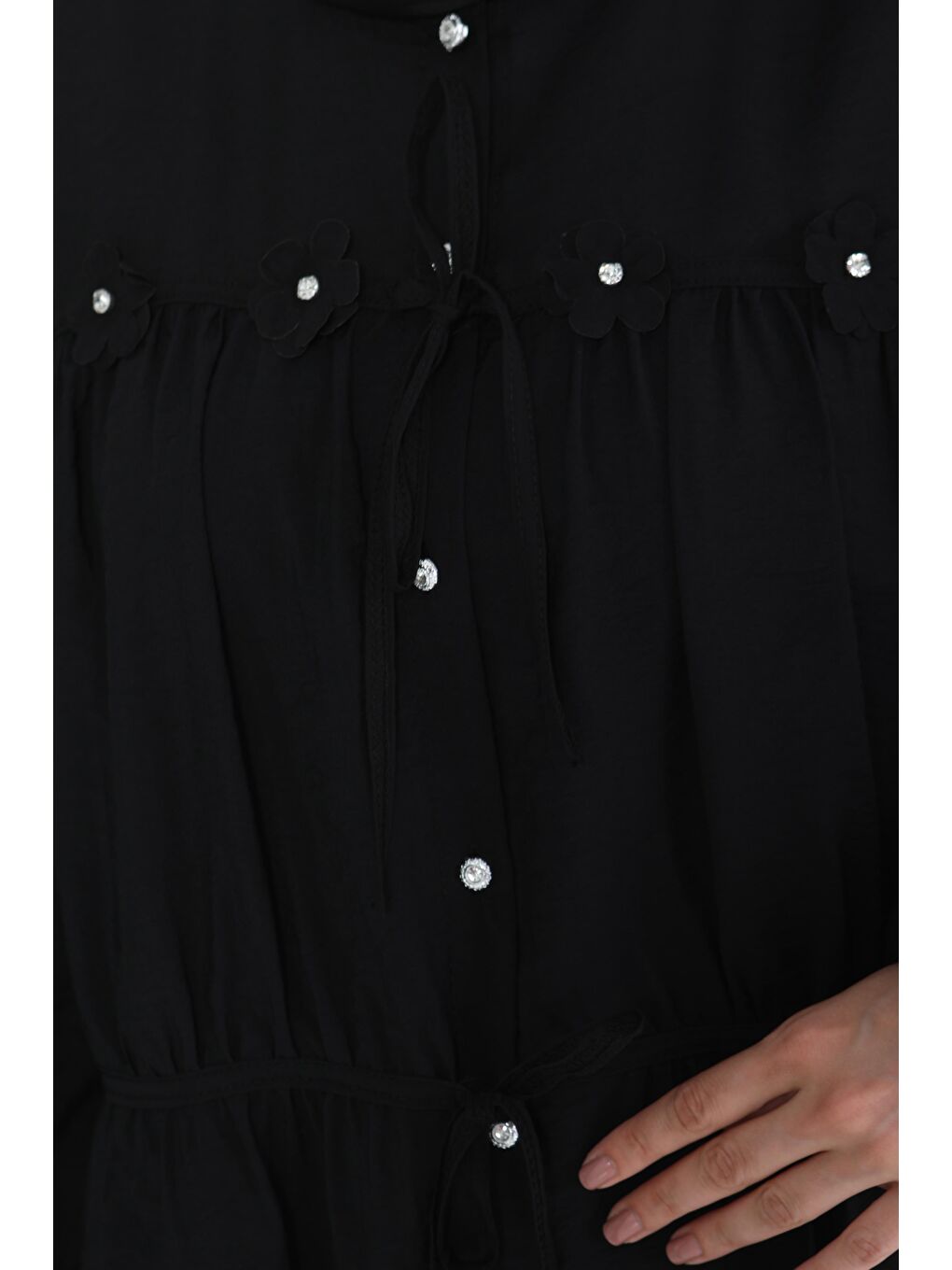 Çiçek İnci Detaylı Tunik Siyah - 27273-3