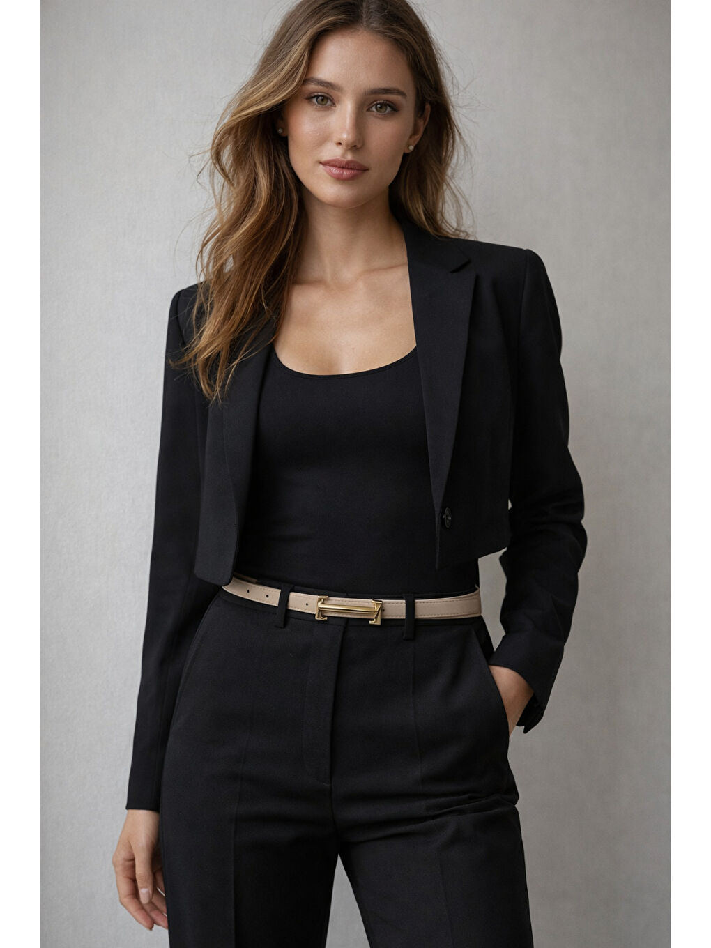 Uzun Tokalı Bej İnce Kadın Kemeri Ceket Kemeri, Gömlek Kemeri, Elbise Kemeri KMR004 BEJ