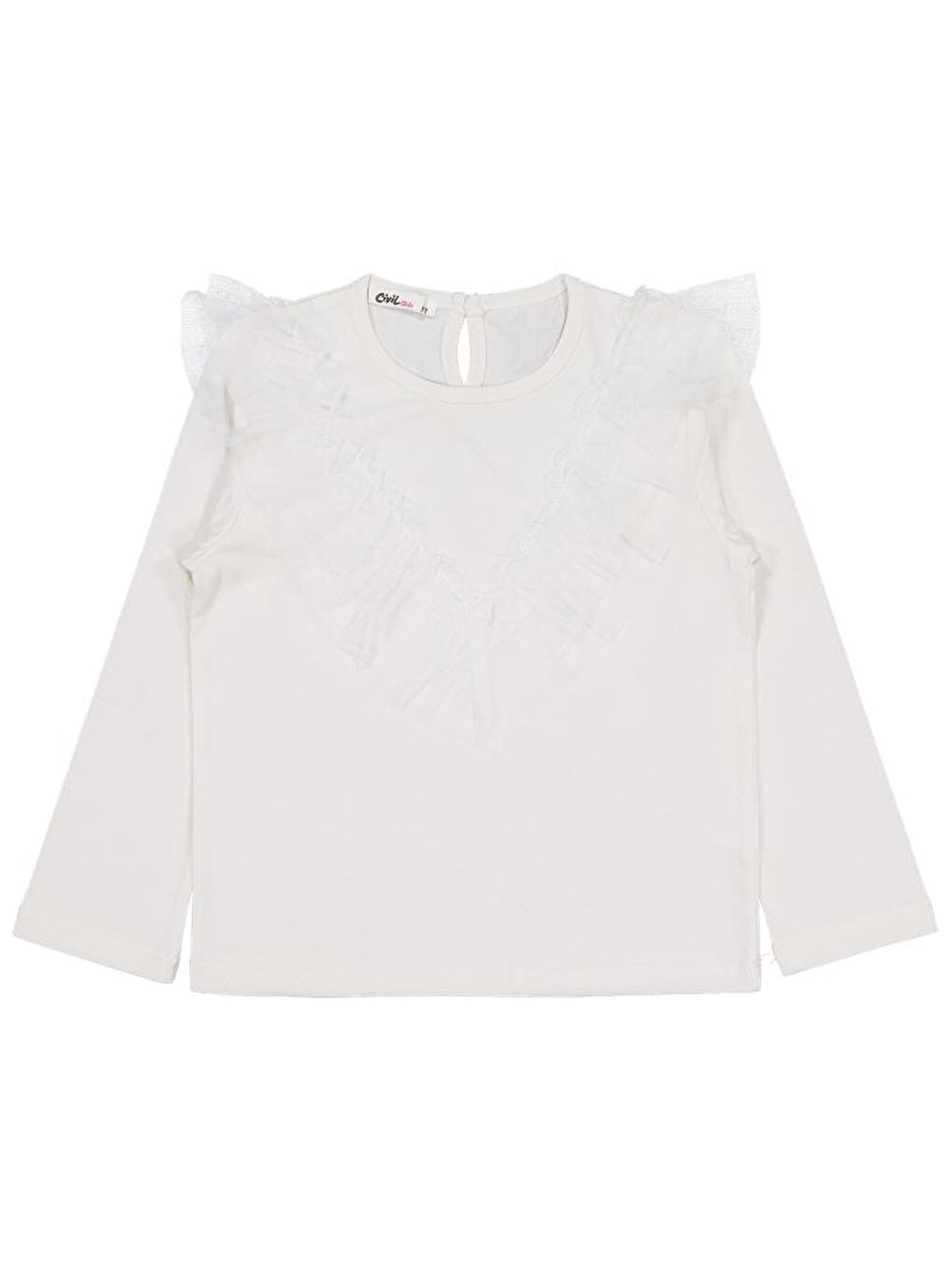 Ekru Girls Tül Fırfırlı 6-9 Yaş Sweatshirt