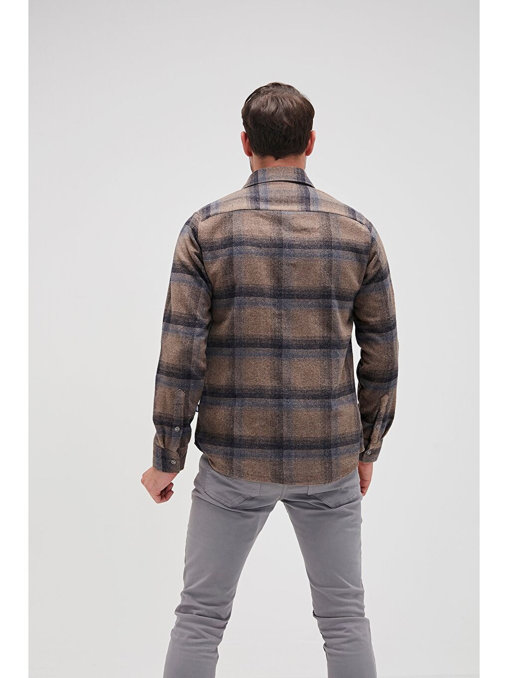 Petrol Woodant Açık Kahverengi Erkek Oduncu Gömlek-2