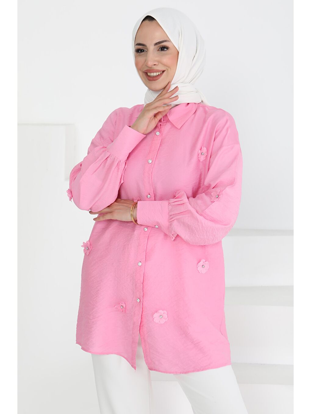 Çiçekli Tunik Pembe - 27272