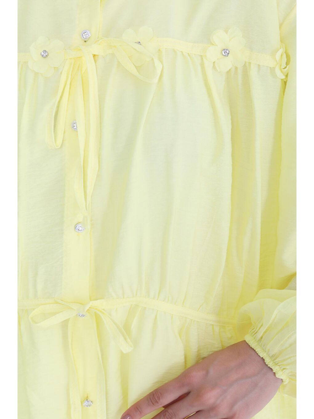 Sarı Çiçek İnci Detaylı Tunik Sari - 27273-3