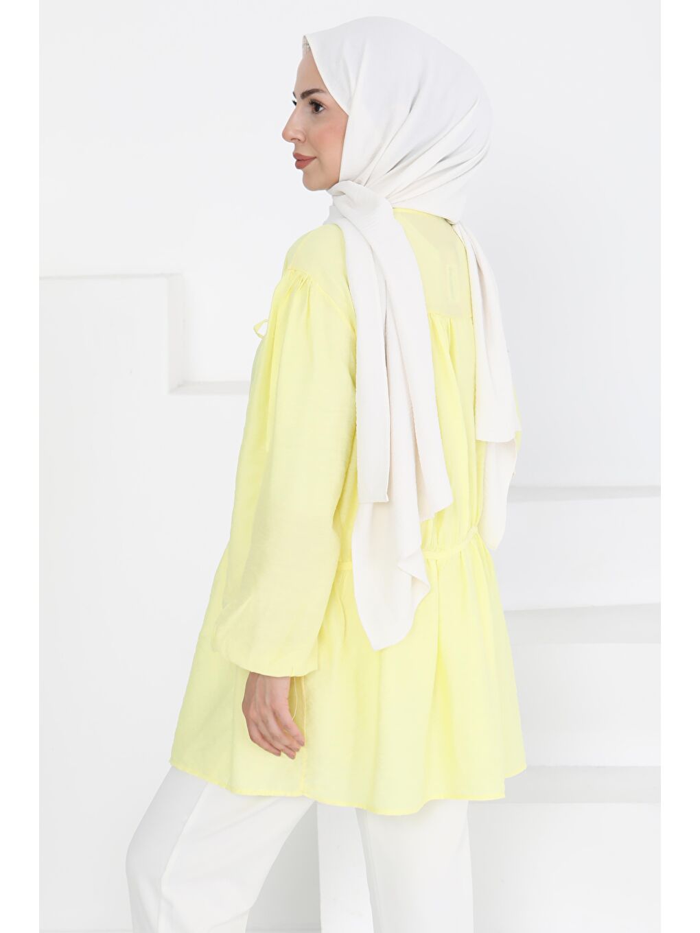 Sarı Çiçek İnci Detaylı Tunik Sari - 27273-4