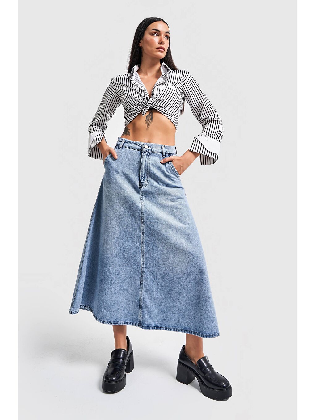 Mavi Kadın Snow Jean Rengi A Tipi Kesim Denim Etek-1