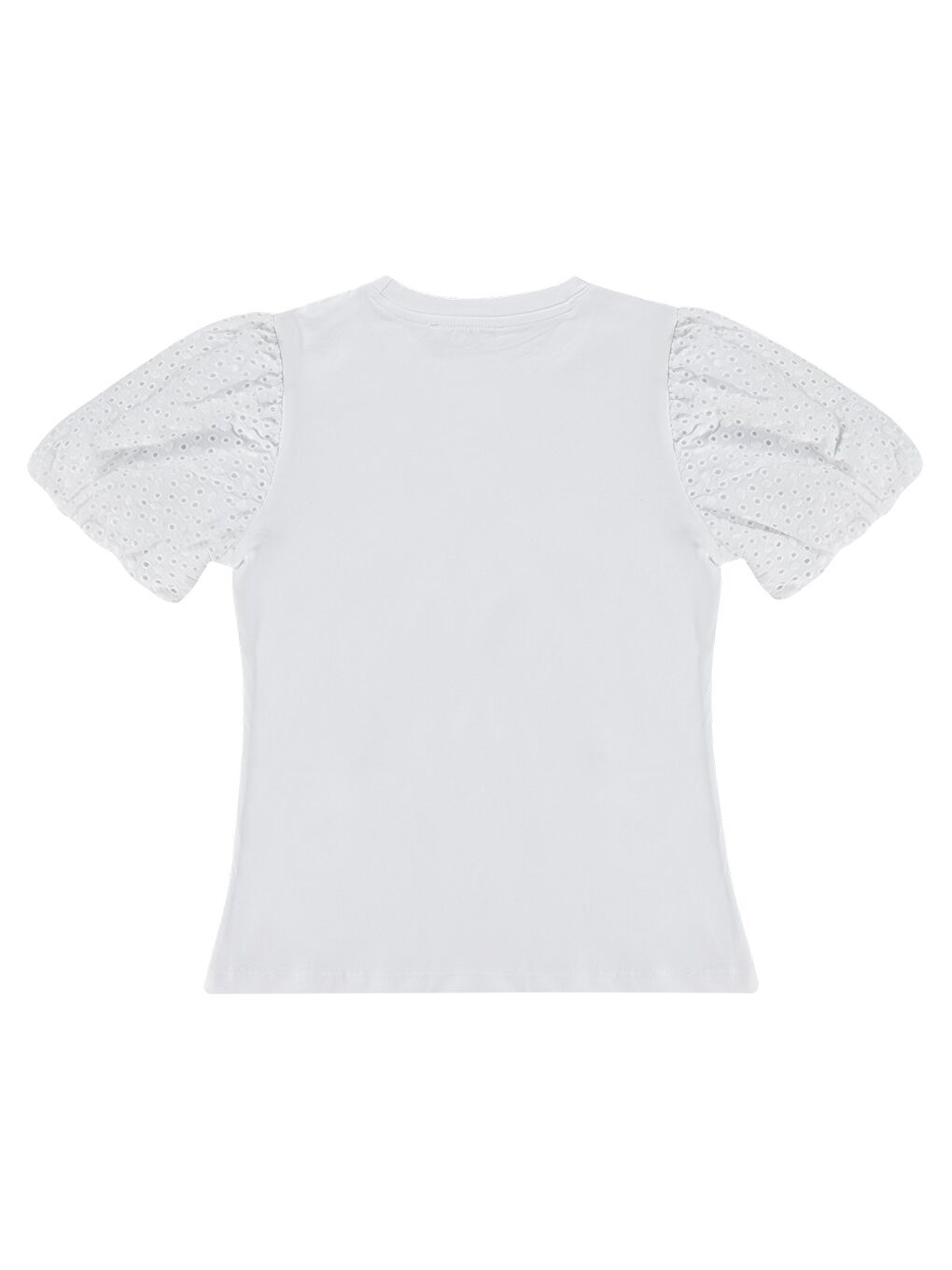 Girls Kız Çocuk Dantel Balon Kol 6-9 Yaş Tişört - Kırık Beyaz