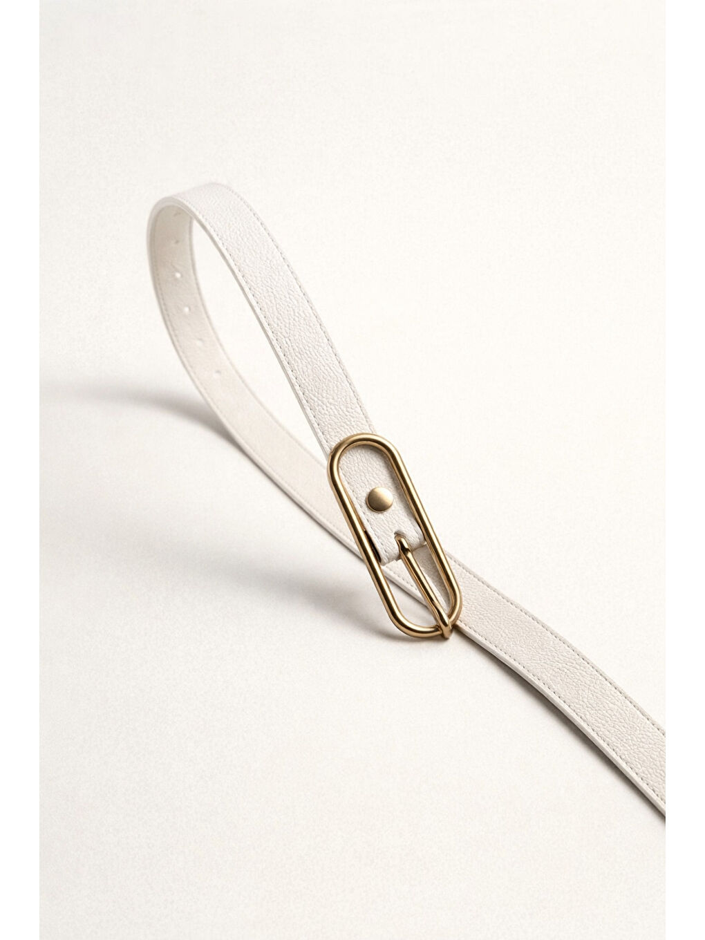 Uzun Tokalı Beyaz İnce Kadın Kemeri Ceket Kemeri, Gömlek Kemeri, Elbise Kemeri KMR003 BEYAZ-4