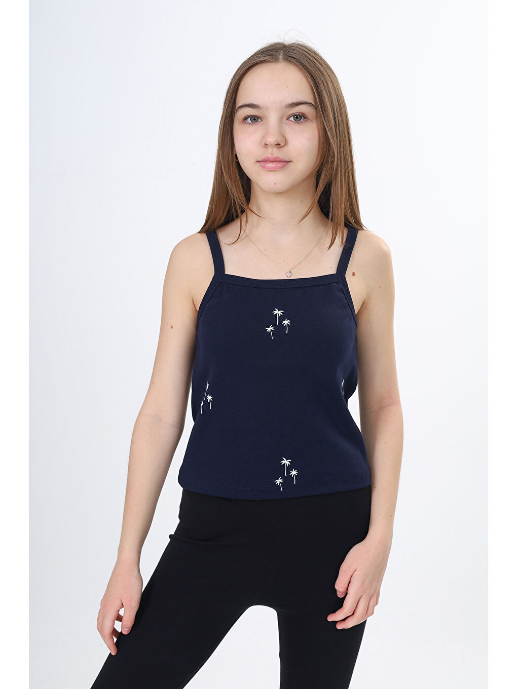 Lacivert Kız Çocuk Baskılı Atlet-1