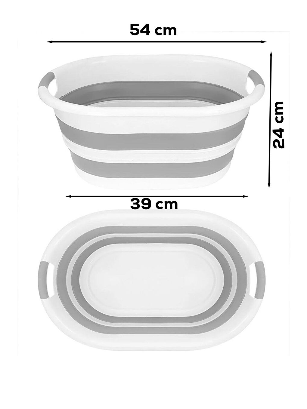 Gri 2li Katlanır Temizlik Seti - Katlanır Sepet 25lt - Katlanır Kova 10lt-1