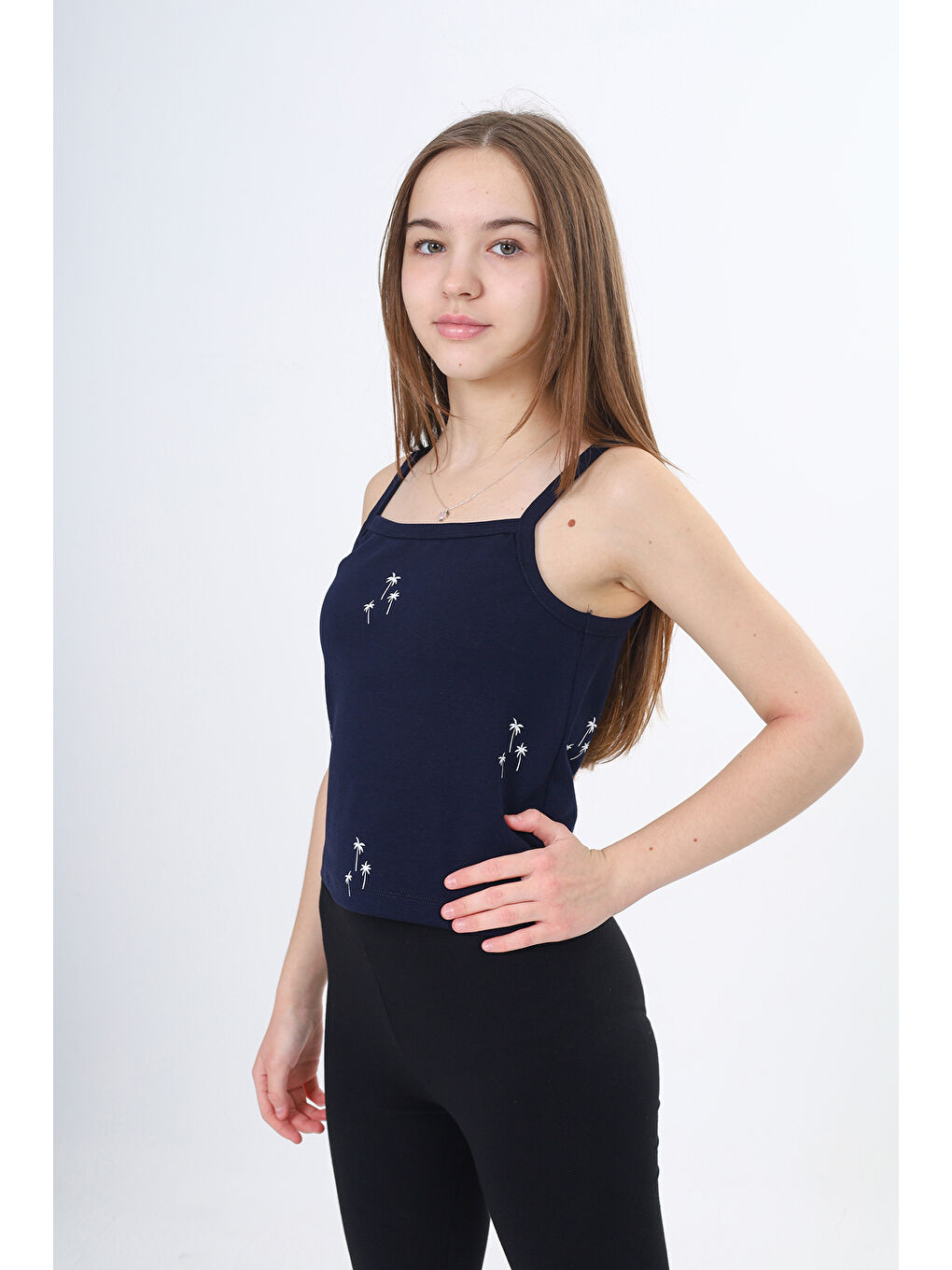 Lacivert Kız Çocuk Baskılı Atlet-2