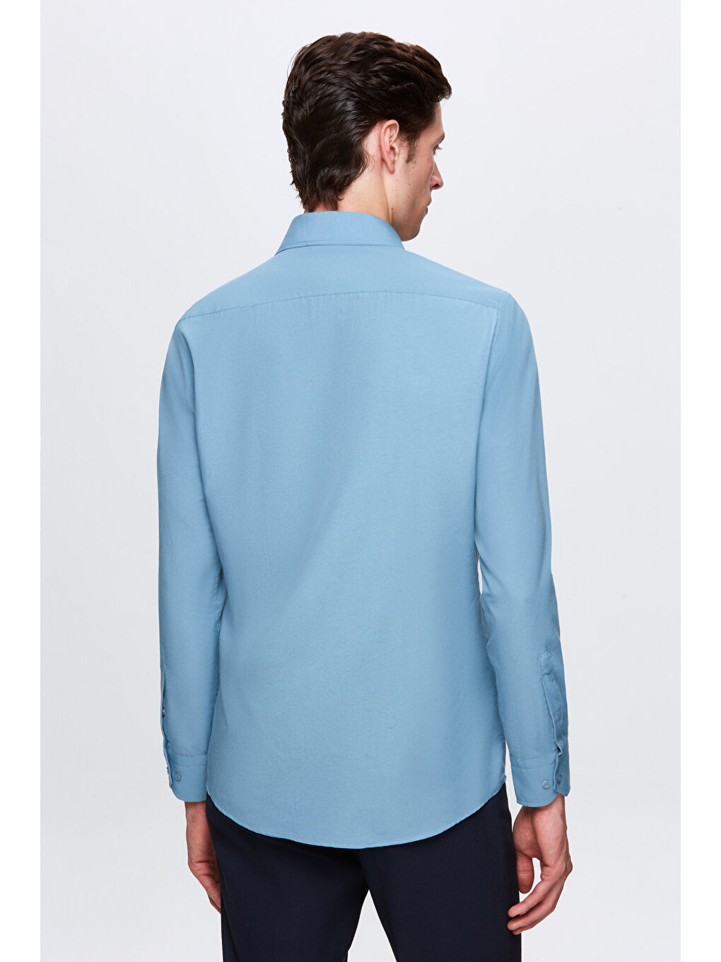 Slim Fit Petrol İtalyan Yaka Dar Kesim Klasik Kravatlık Uzun Kol Kolay Ütülenebilir Gömlek-3