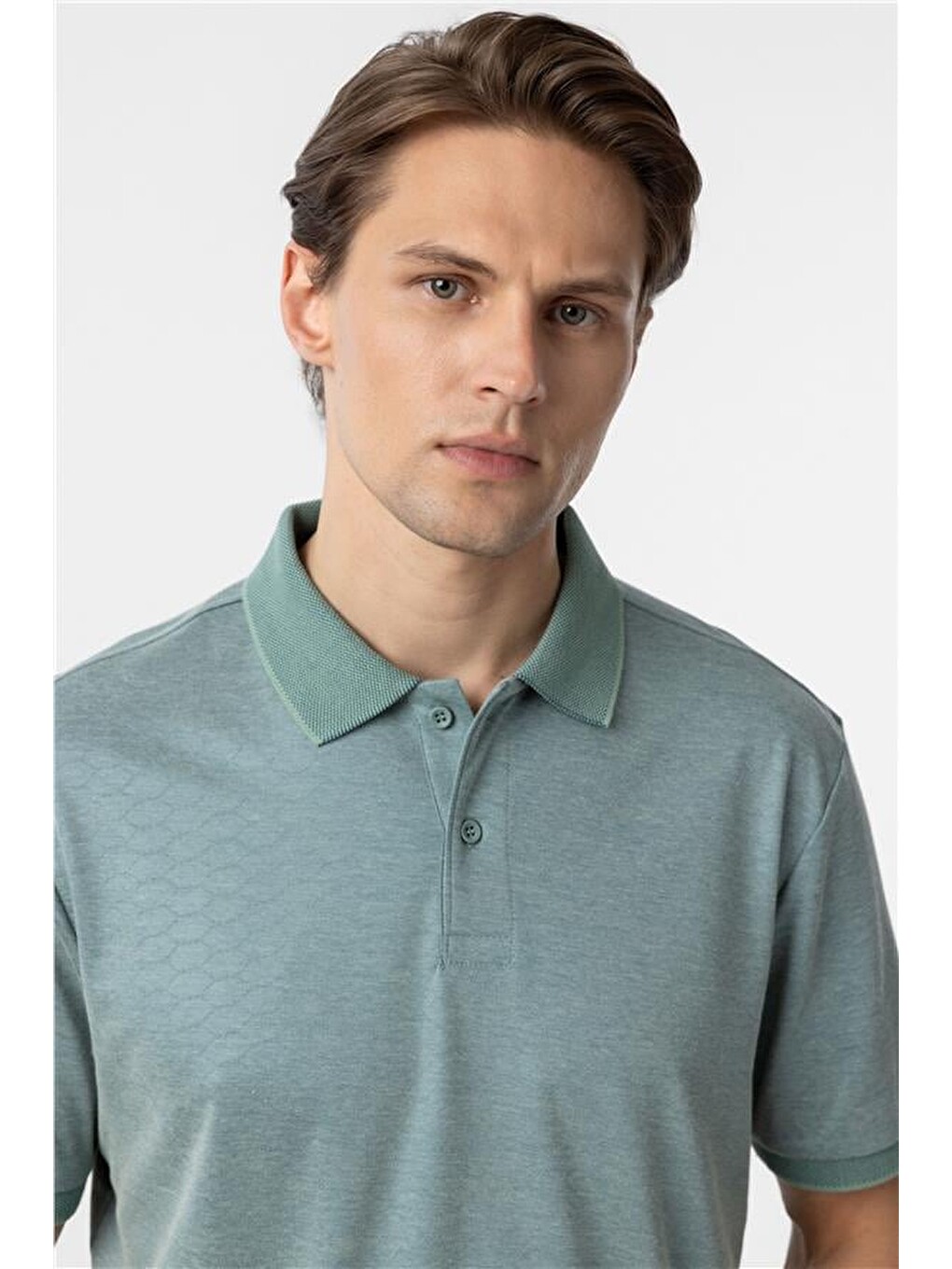 Yeşil Regular Baskılı Polo Yaka Tişört-3