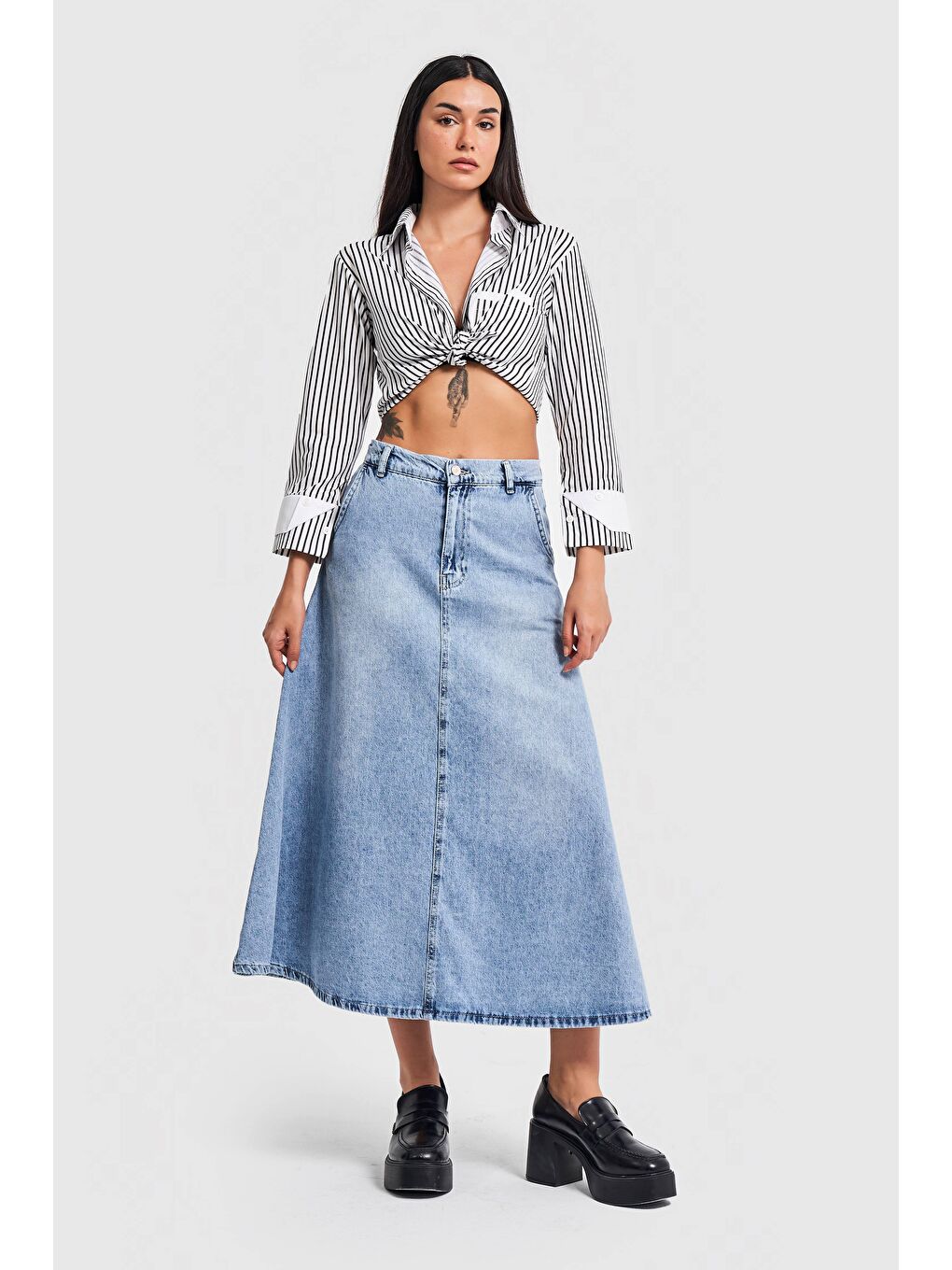 Mavi Kadın Snow Jean Rengi A Tipi Kesim Denim Etek-3