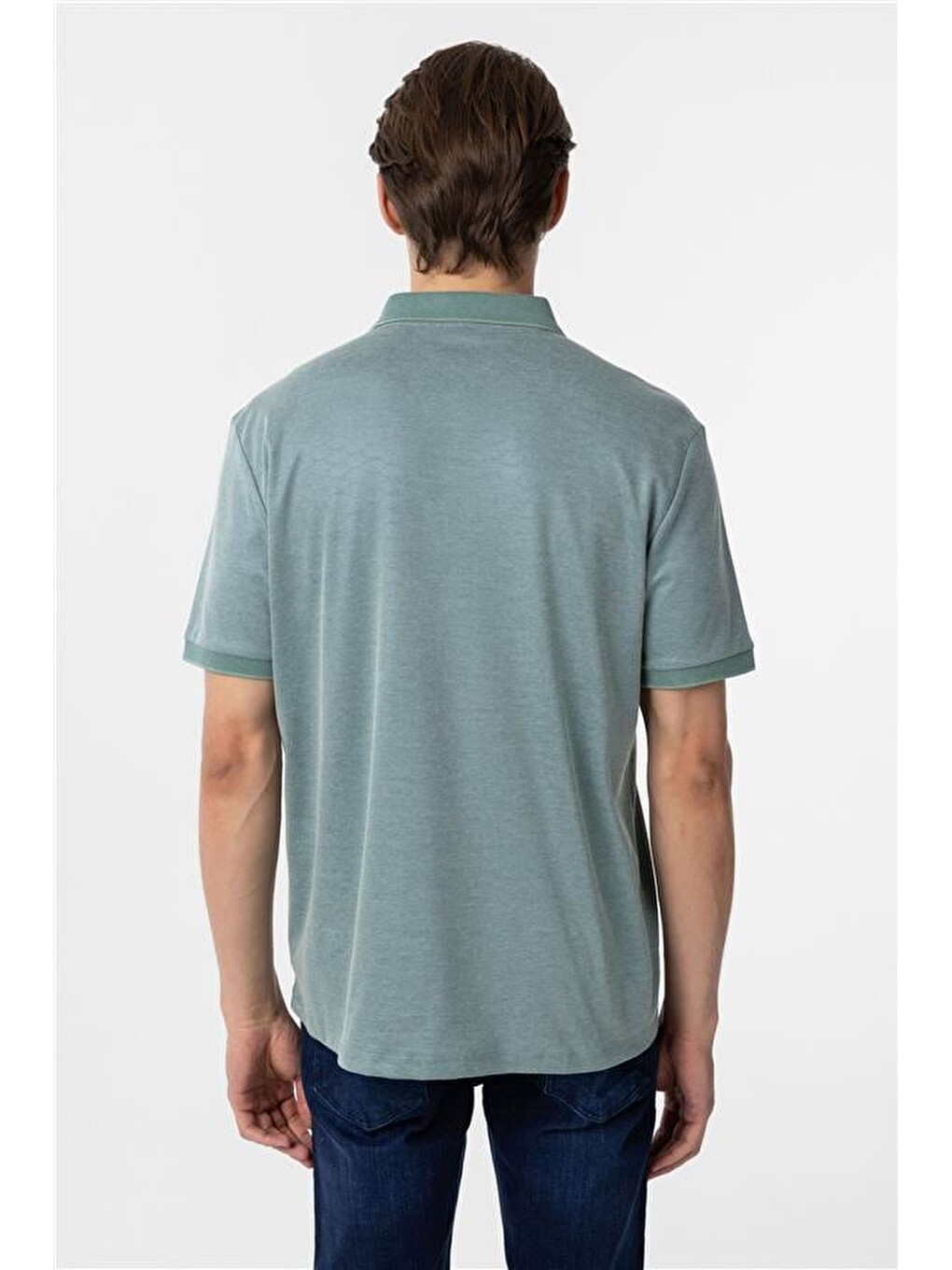 Yeşil Regular Baskılı Polo Yaka Tişört-4