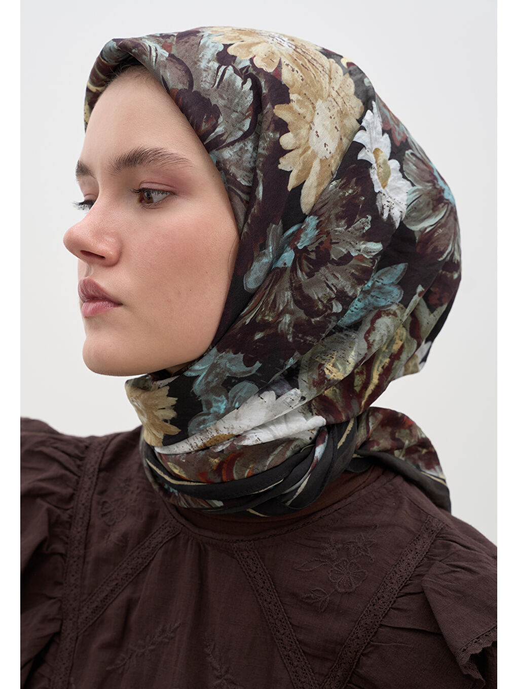 Jasmıne Joy Desen Pamuklu Viskon Eşarp Siyah-3