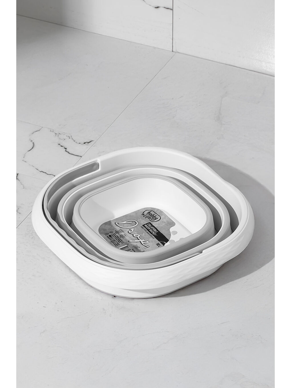 Gri 2li Katlanır Temizlik Seti - Katlanır Sepet 25lt - Katlanır Kova 10lt-4