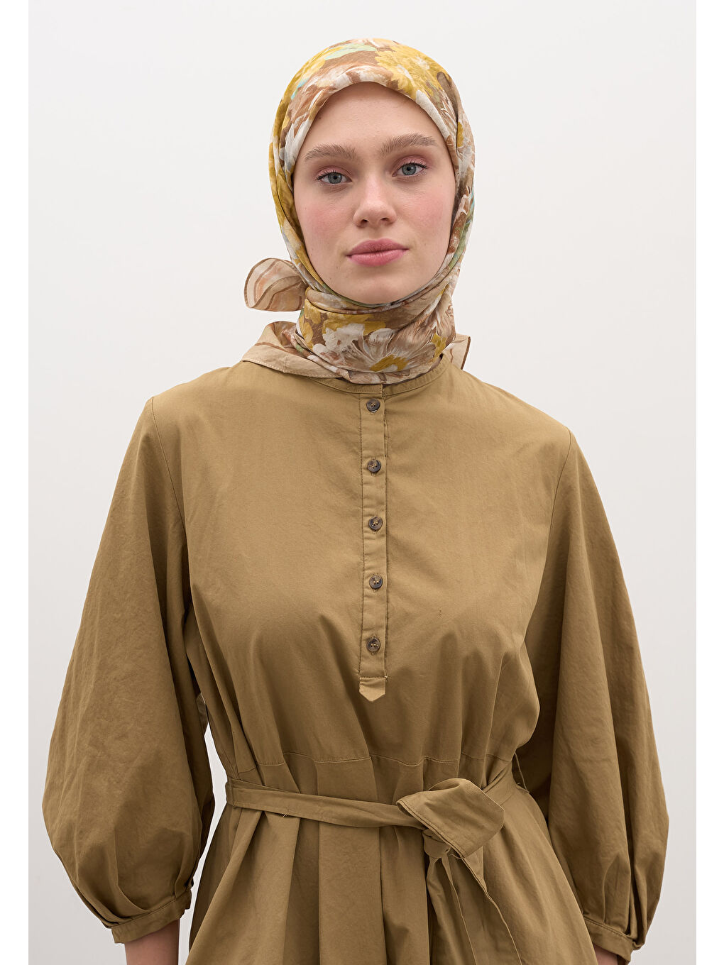 Jasmıne Joy Desen Pamuklu Viskon Eşarp Bej