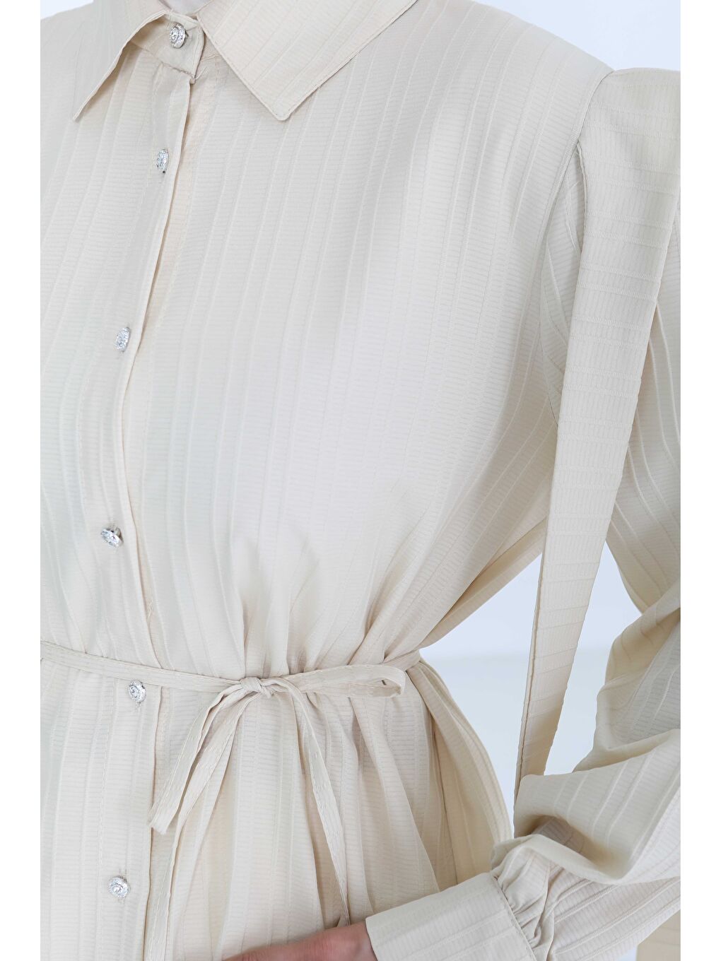 Bej Omuz Bağlama Detaylı Tunik Taş - 27195-3