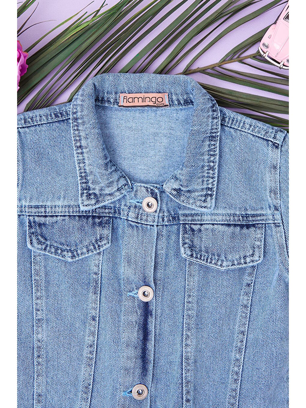 Mavi Little Sister Yazı Nakışlı Kız Çocuk Jean Ceket-2