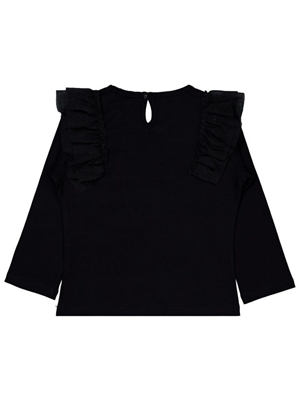 Siyah Girls Tül Fırfırlı 6-9 Yaş Sweatshirt