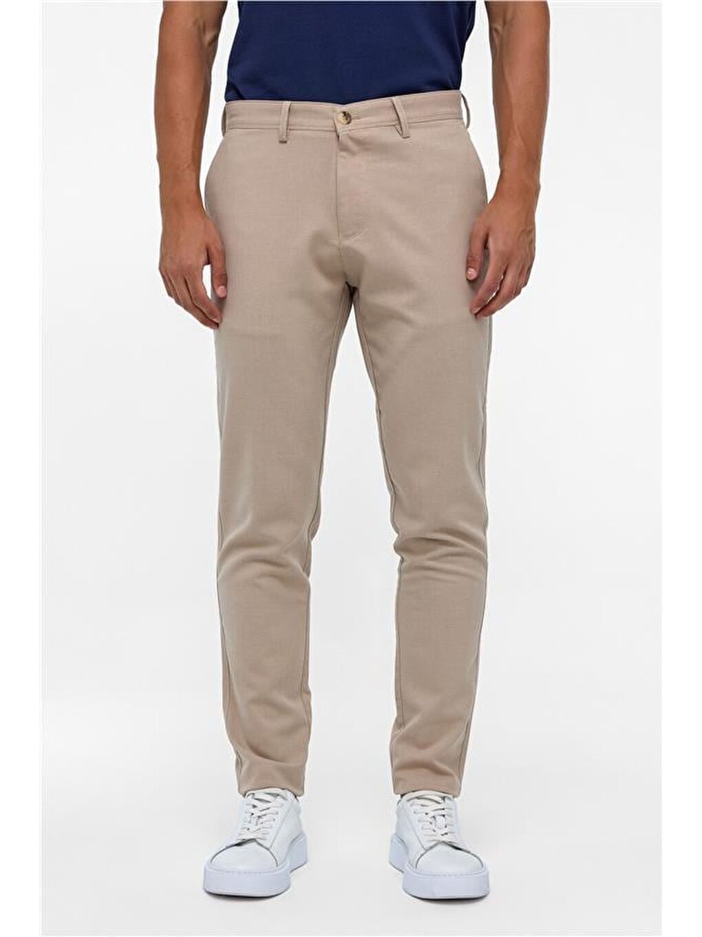 Bej Slim Desenli Pantolon-1