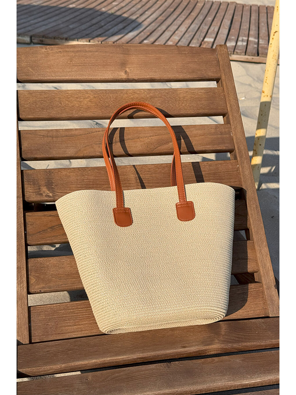 Hasır Çanta Plaj Çantası 025 Bej