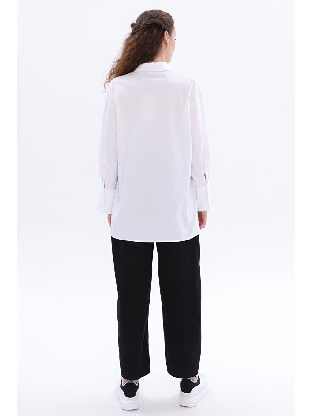 Beyaz-Pamuklu Taşlı Gömlek Tunik-3
