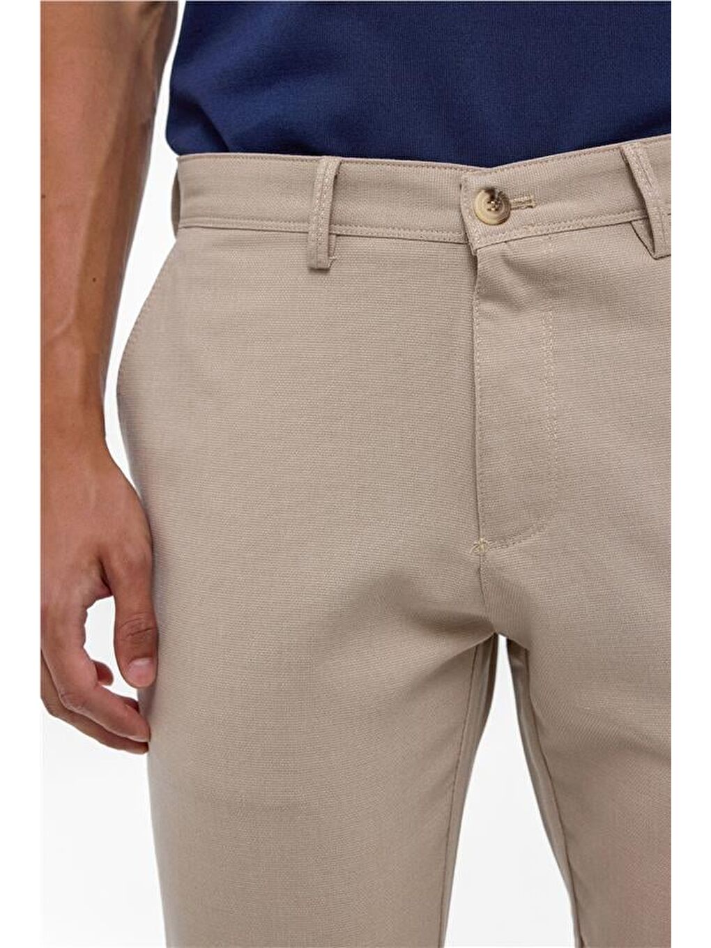 Bej Slim Desenli Pantolon-3