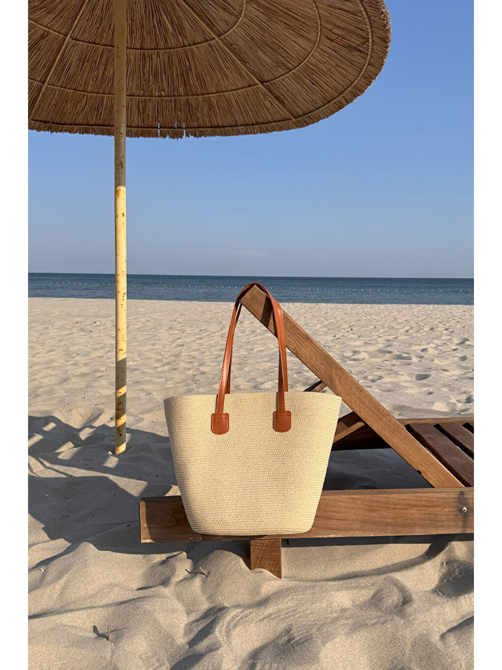 Hasır Çanta Plaj Çantası 025 Bej-1