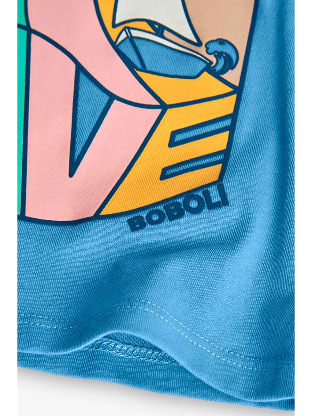 Mavi Wave Baskılı Erkek Çocuk Tişört-4