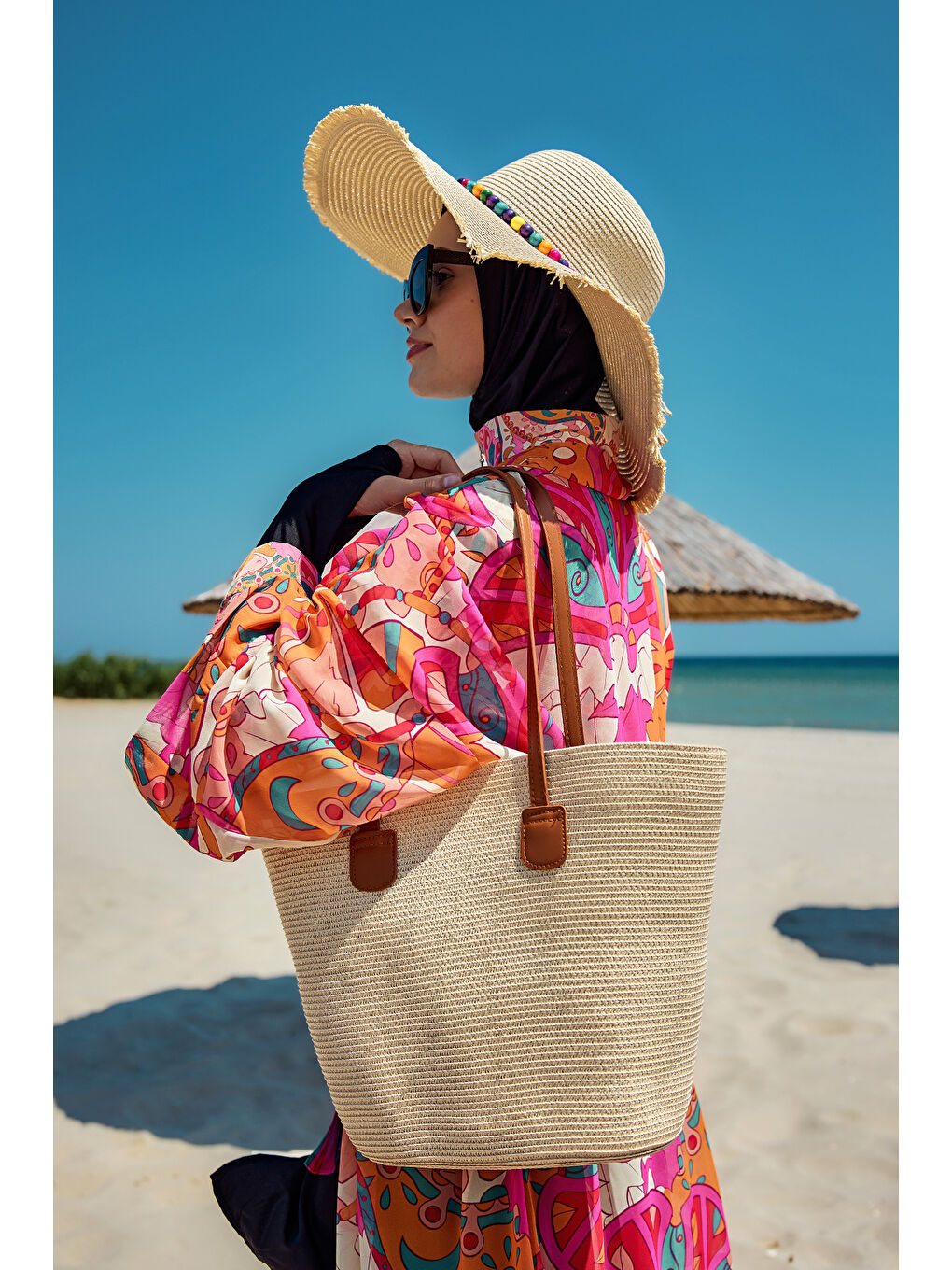 Hasır Çanta Plaj Çantası 025 Bej-2