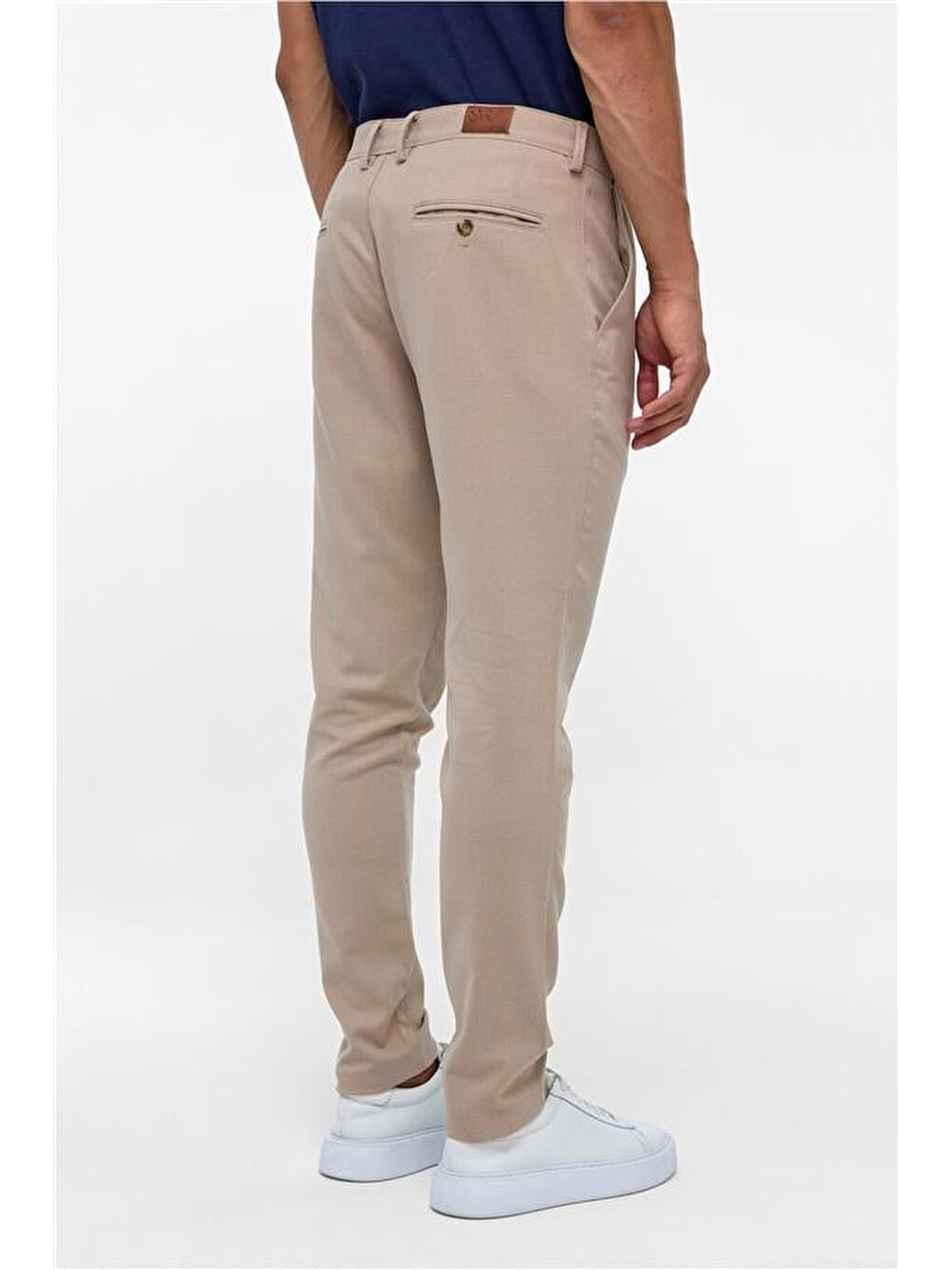 Bej Slim Desenli Pantolon-4