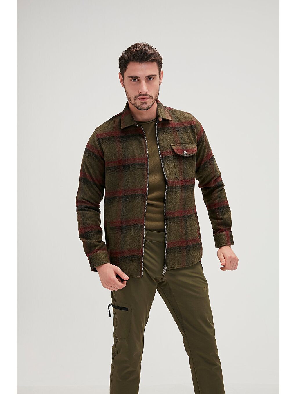 Woodant Haki Yeşil Erkek Oduncu Gömlek