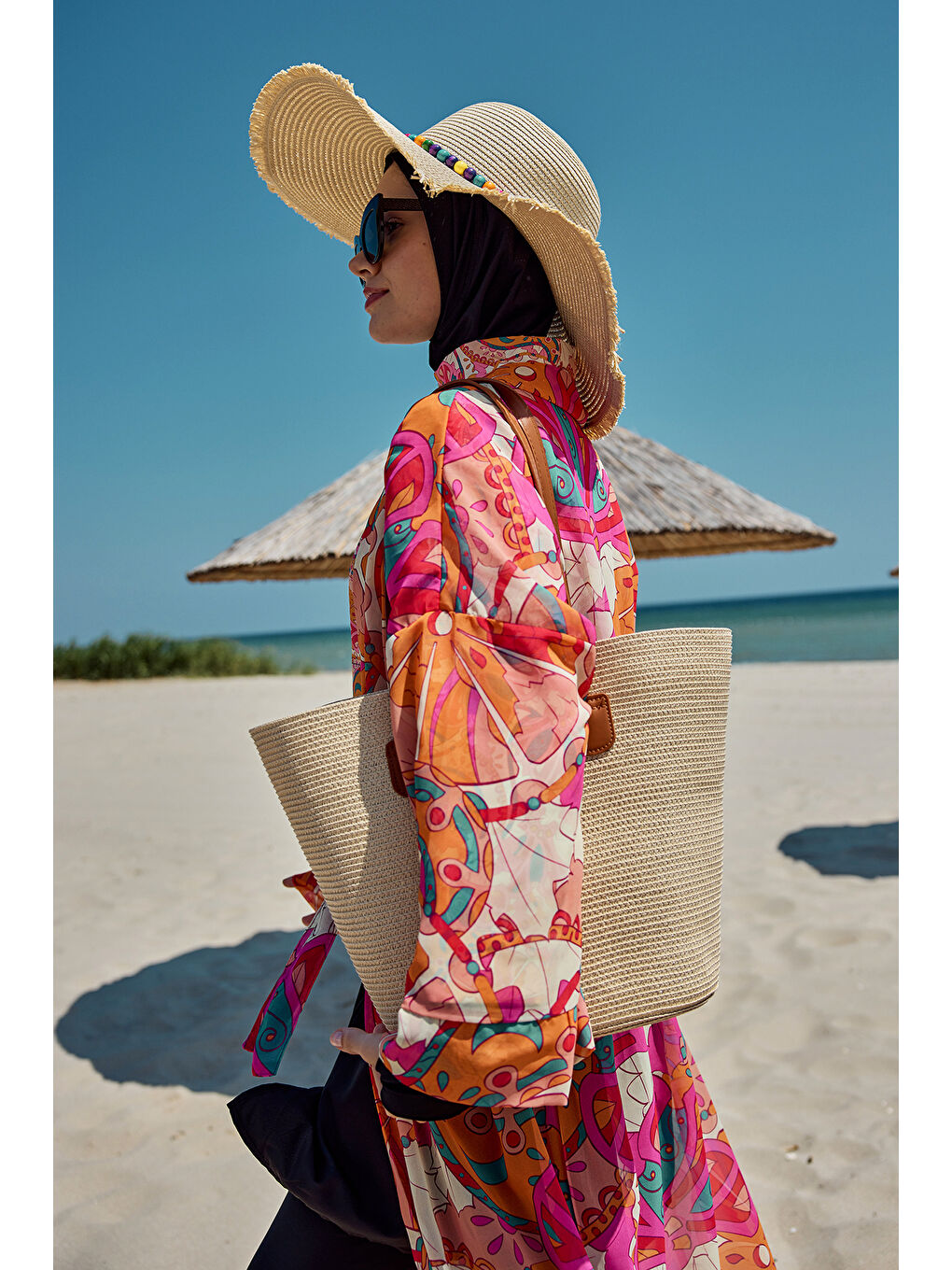 Hasır Çanta Plaj Çantası 025 Bej-4