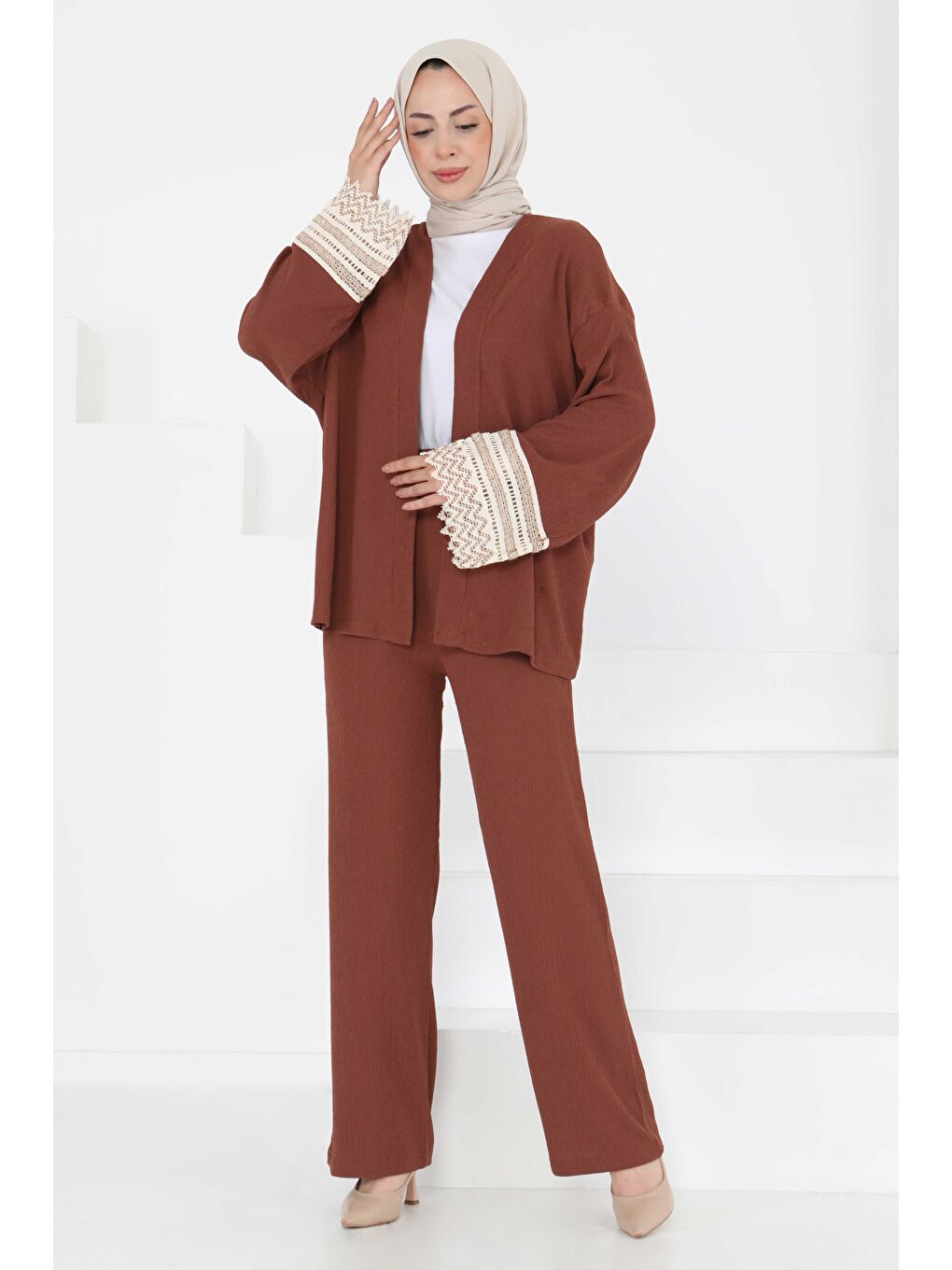 Kahverengi Kimono İkili Takım Kahve - 27242-1