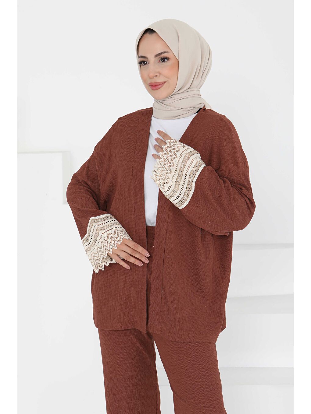 Kahverengi Kimono İkili Takım Kahve - 27242-2