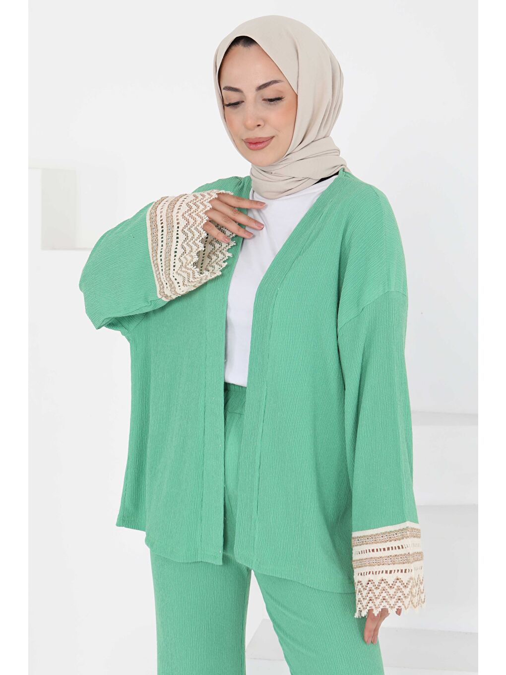 Yeşil Kimono İkili Takım Yesil - 27242-1