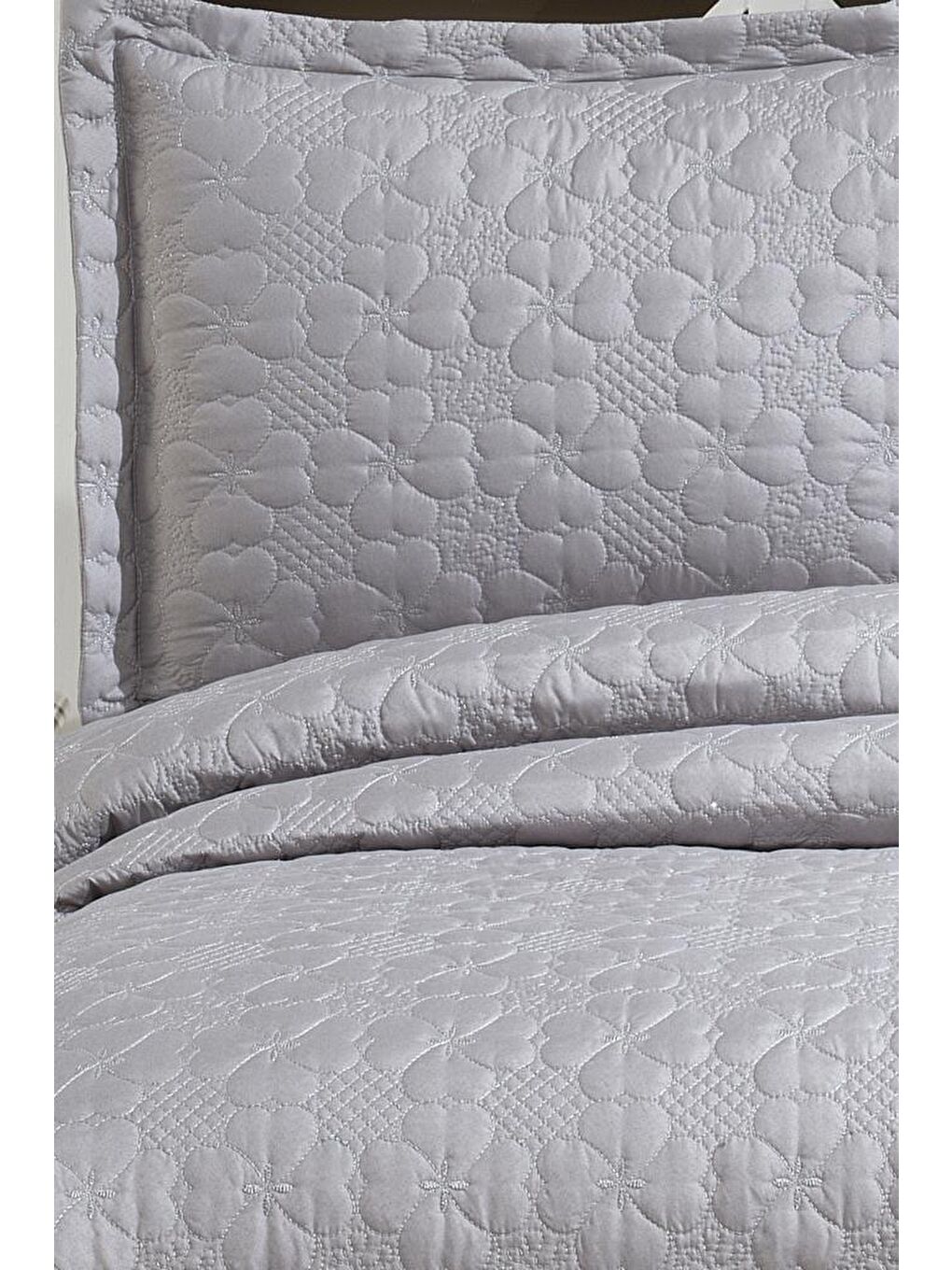 Lena Kapitoneli Çift Kişilik Yatak Örtüsü 230x240 Gri-1