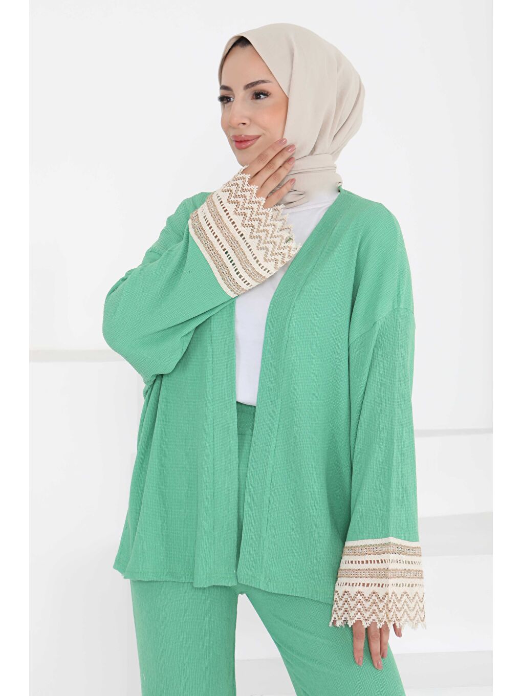 Yeşil Kimono İkili Takım Yesil - 27242-3