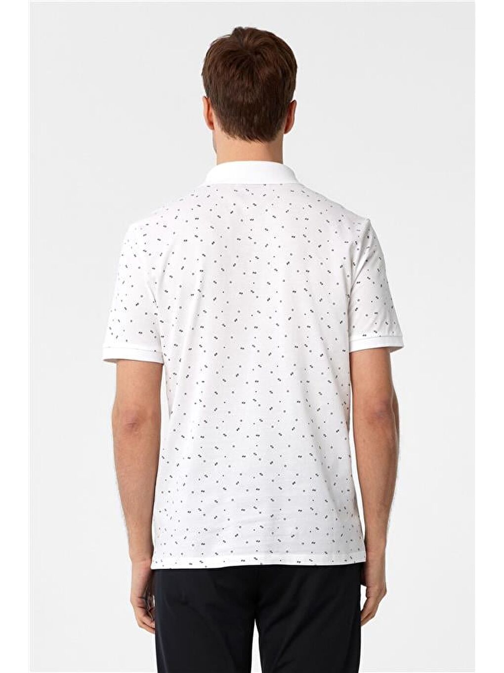 Beyaz Regular Baskılı Polo Yaka Tişört-4