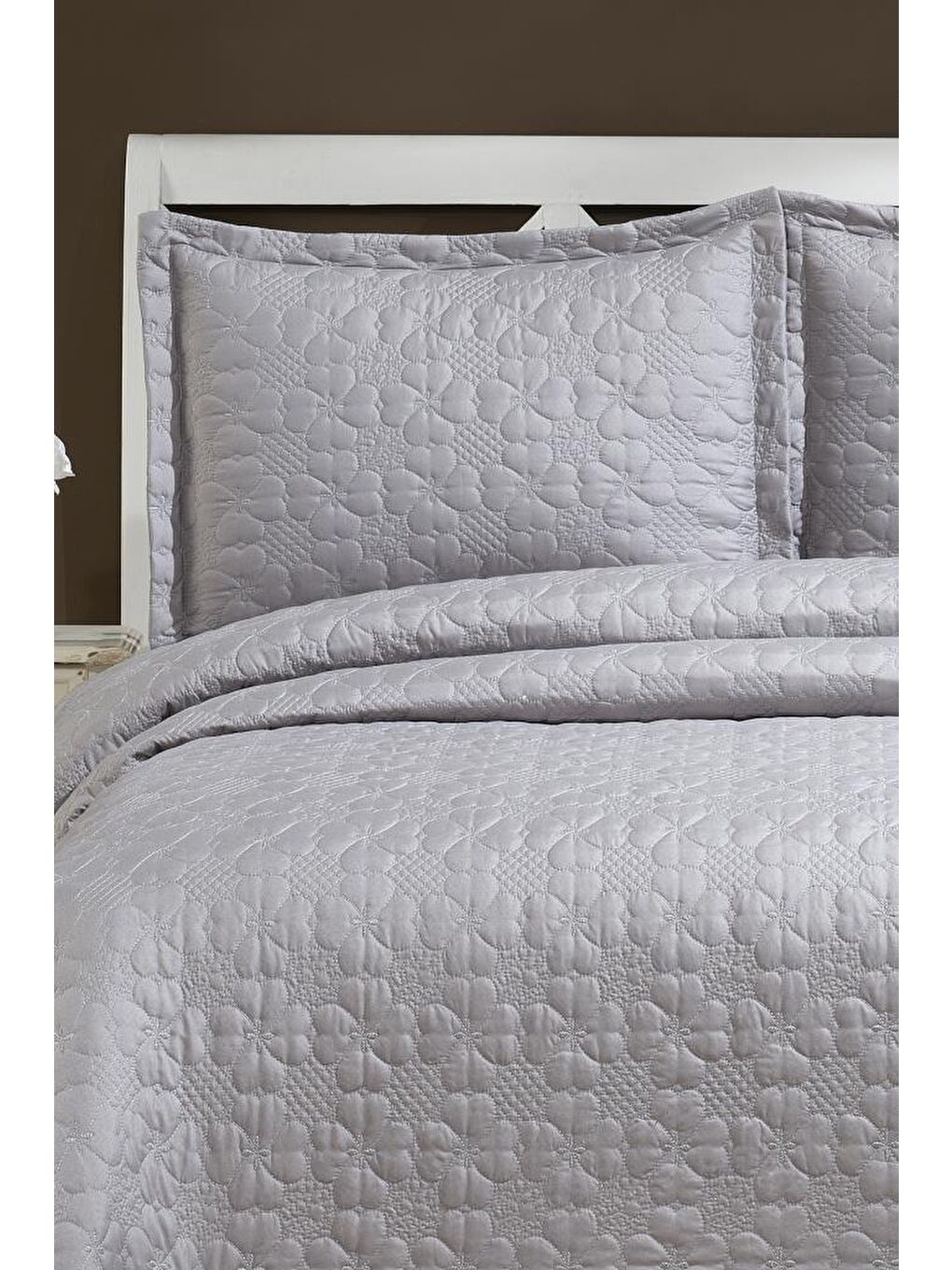 Lena Kapitoneli Çift Kişilik Yatak Örtüsü 230x240 Gri-3