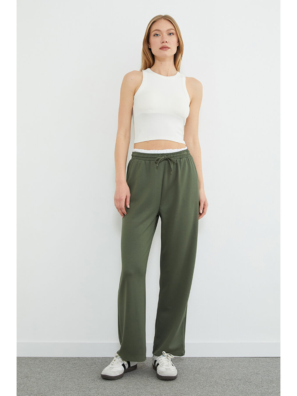 Haki Beli Garnili Cepli Modal Pantolon-1