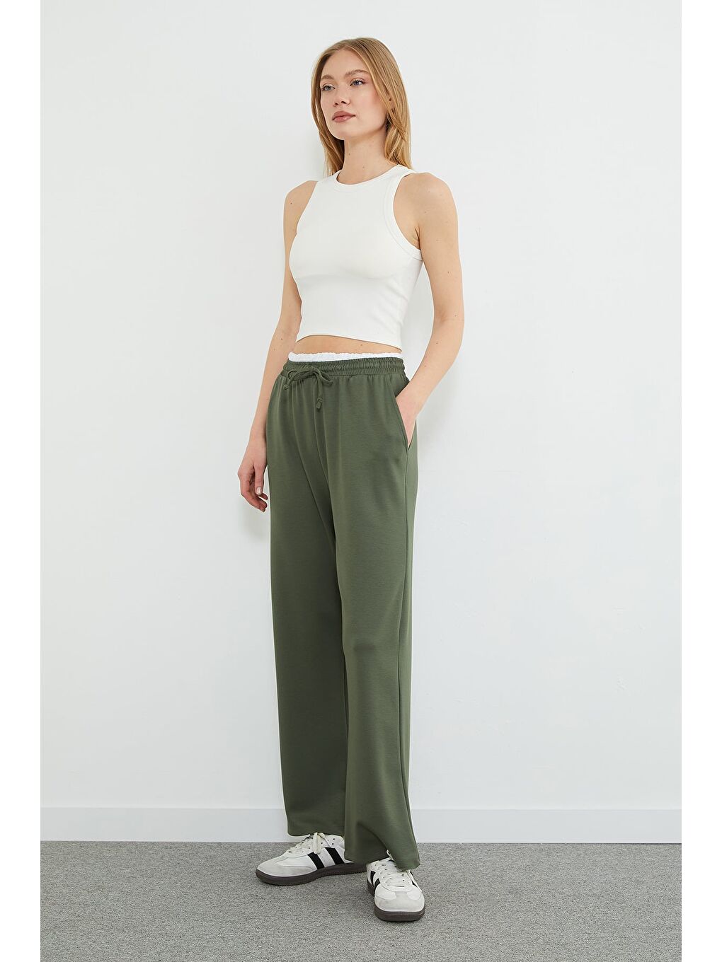 Haki Beli Garnili Cepli Modal Pantolon-3