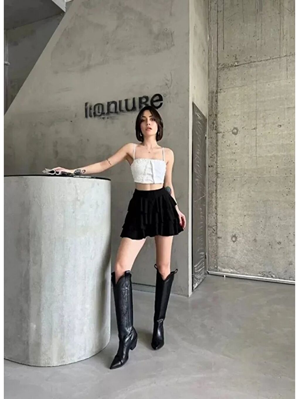 Mykonos Basic Etek - Siyah-1