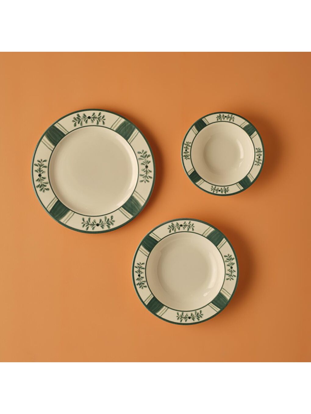 Bella Maison Yeşil-Beyaz Grace Stoneware 12 Parça 4 Kişilik Yemek Takımı Yeşil - 1